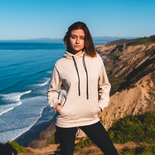 Women's Organic Pull Over Hoodie - Beige