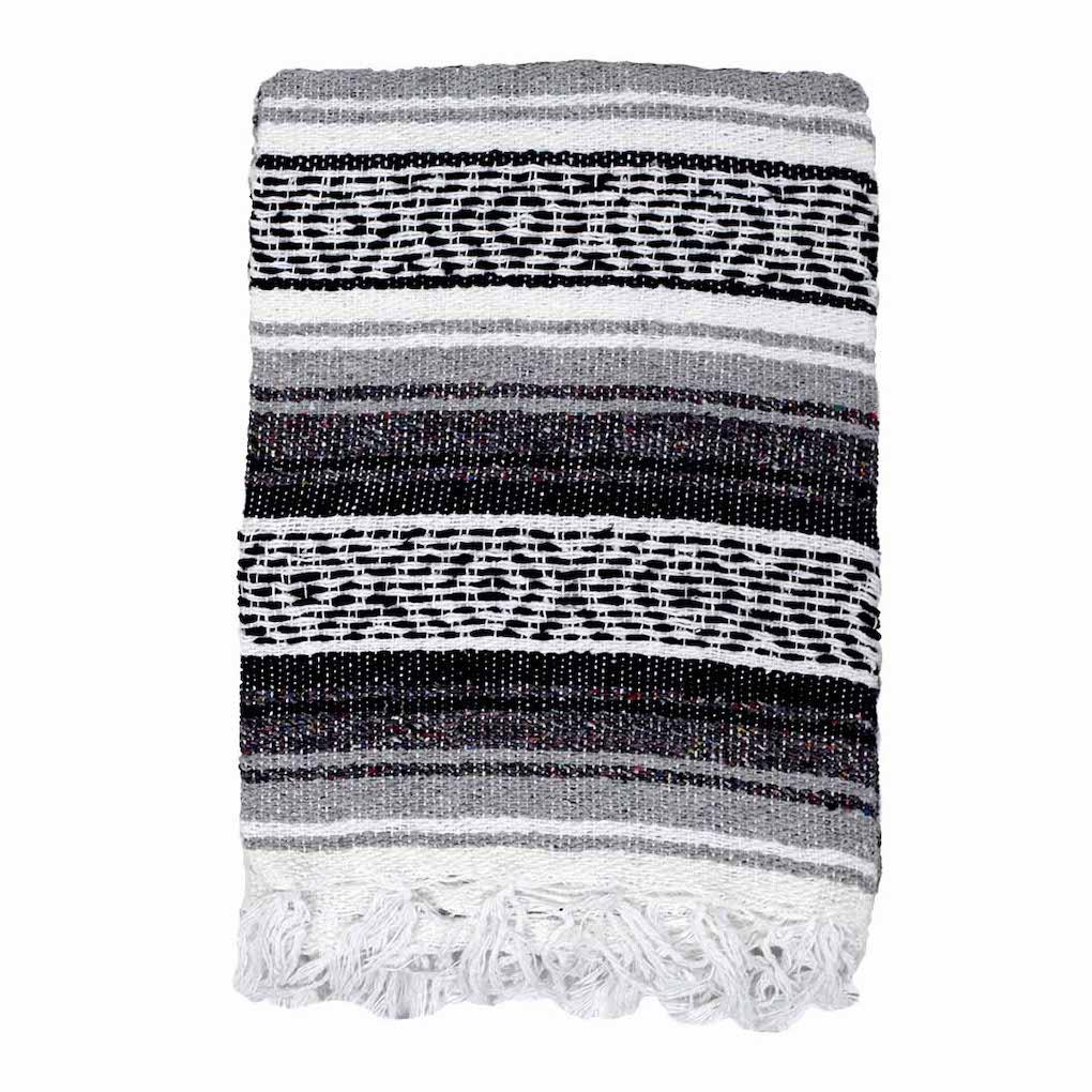 Black, Grey & White Mexican Falsa Blanket