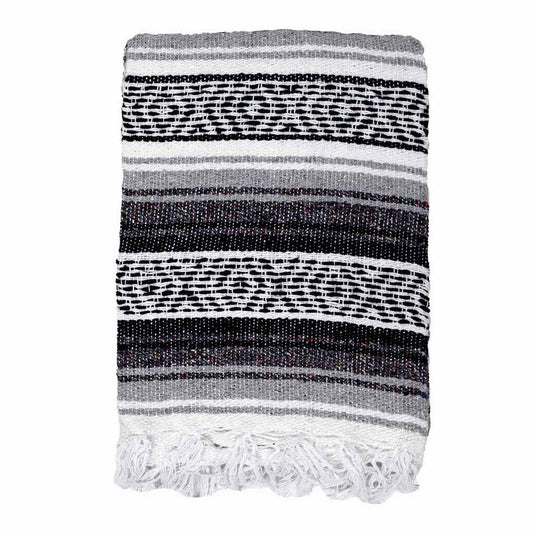Black, Grey & White Mexican Falsa Blanket