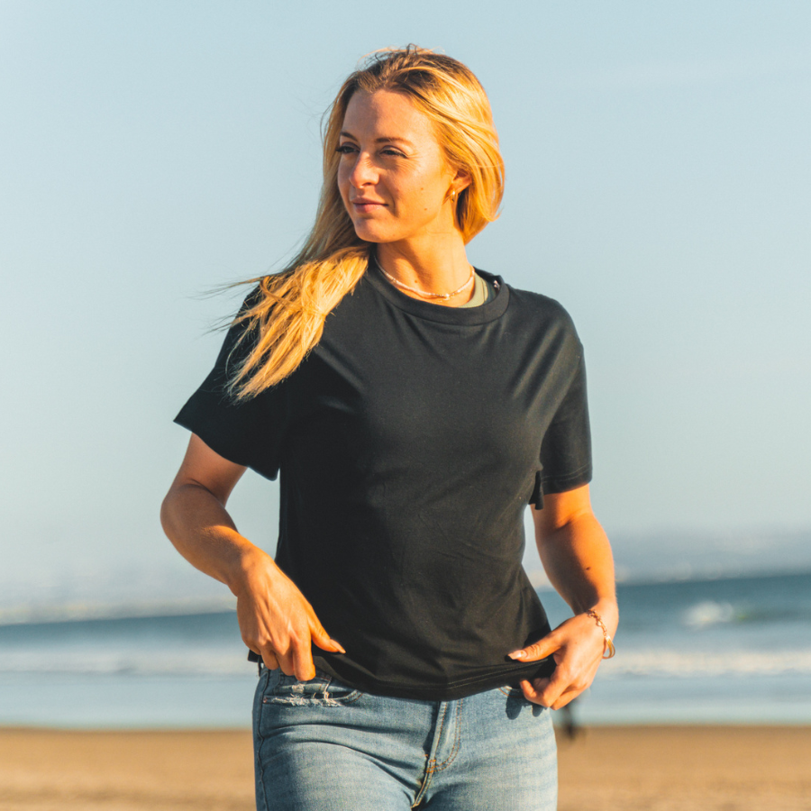 Women's Organic Cotton Boxy Tee - Black