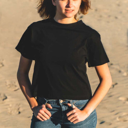 Women's Organic Cotton Boxy Tee - Black