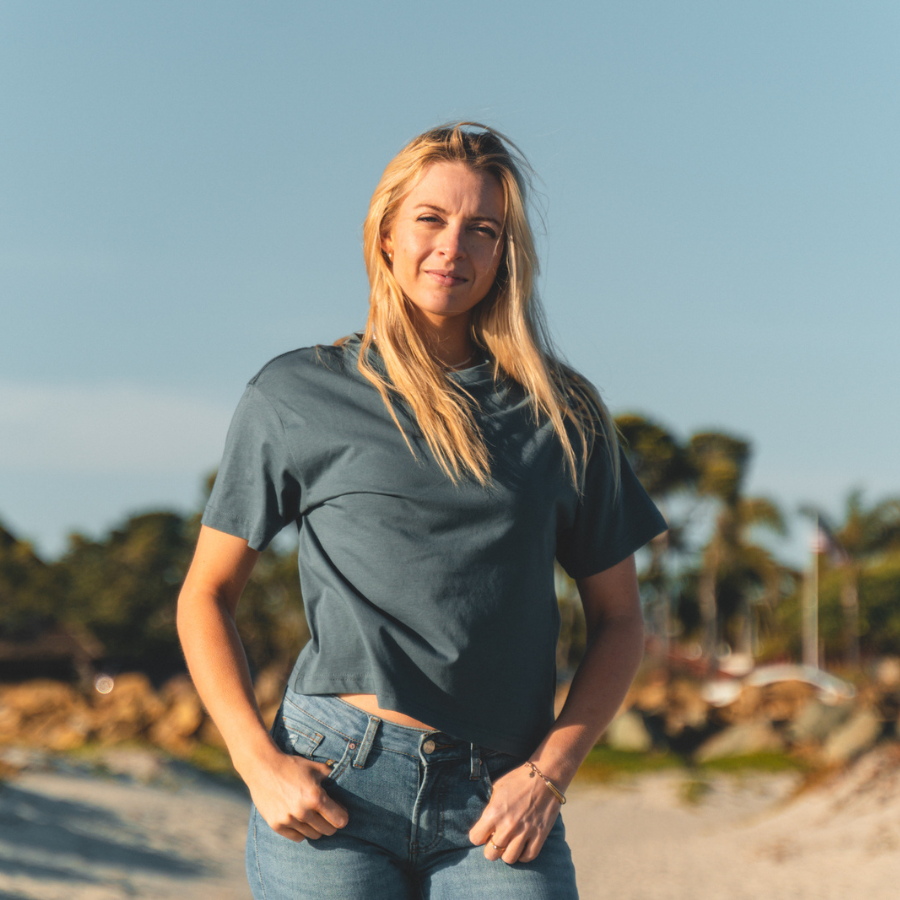 Women's Organic Cotton Boxy Tee - Slate Blue