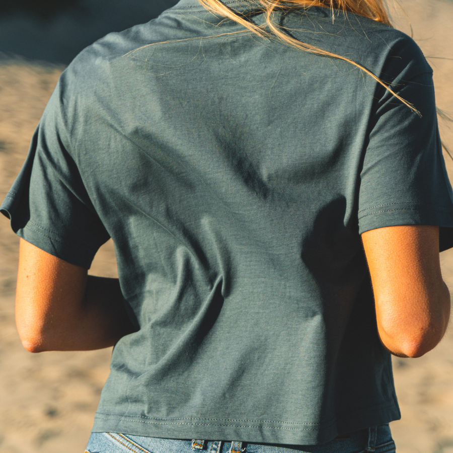 Women's Organic Cotton Boxy Tee - Slate Blue