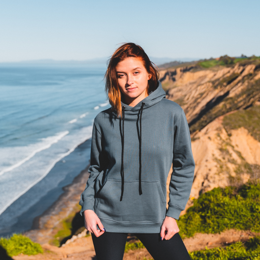 Women's Organic Pull Over Hoodie - Slate Blue