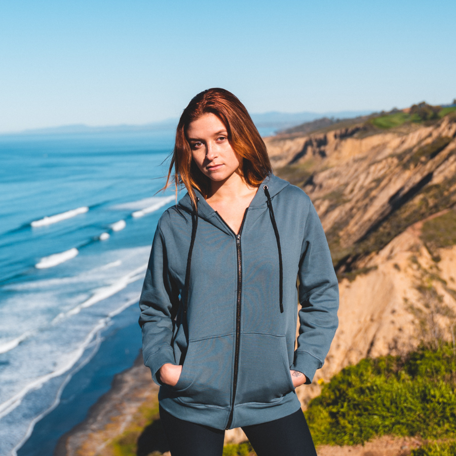 Women's Organic Zip-Up Hoodie - Slate Blue