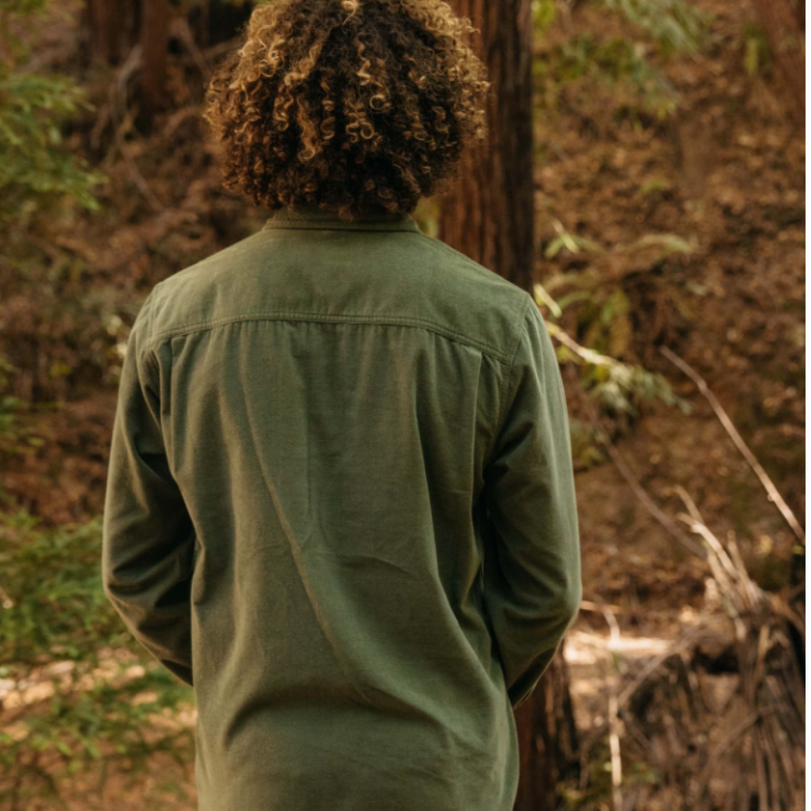 Corduroy One Pocket Shirt - Olive Green