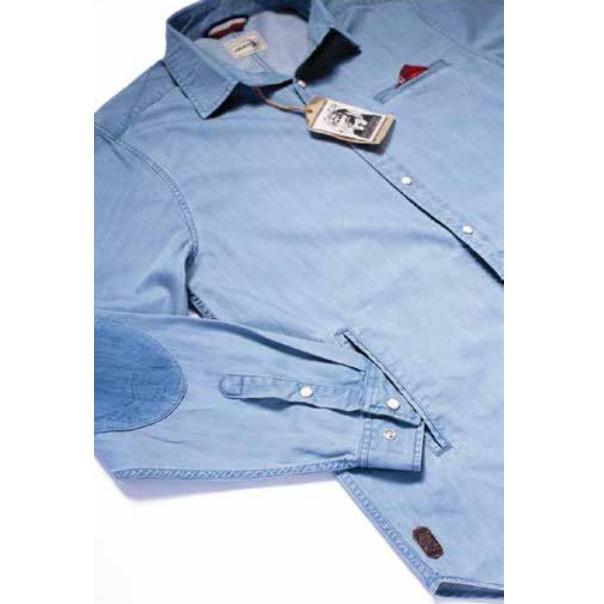 Tailored Denim Button Up with Elbow Patches