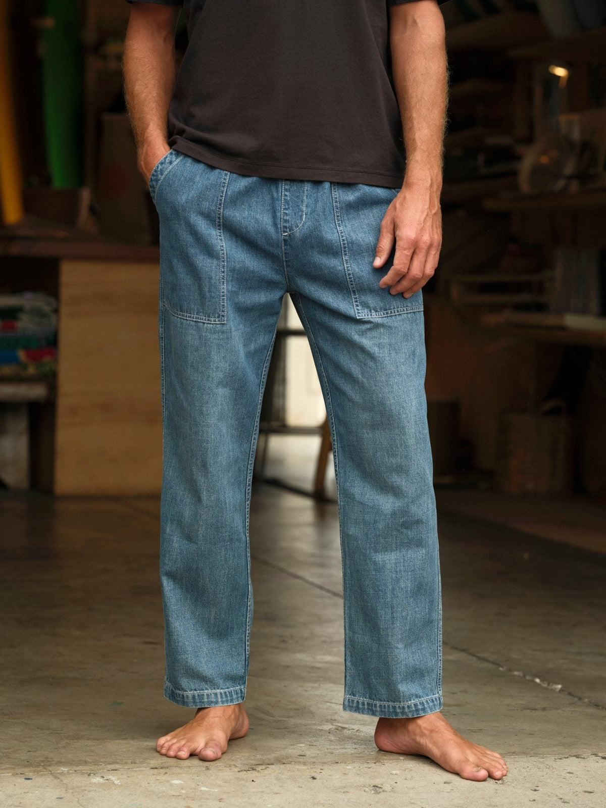 Mollusk Drawstring Salvador Pants - Men's Relaxed Vintage Denim Pants
