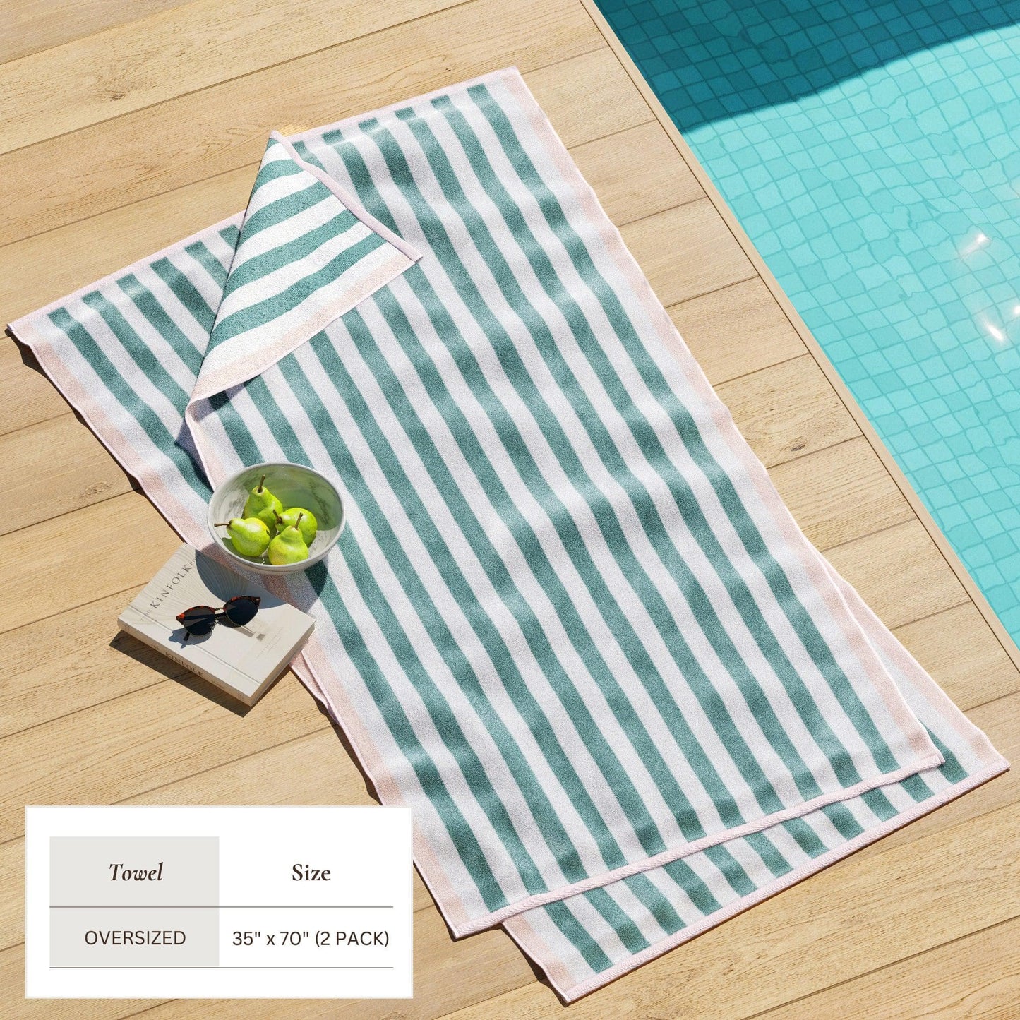 Oversized Striped Border Cabana Beach Towel - Santa Cruz