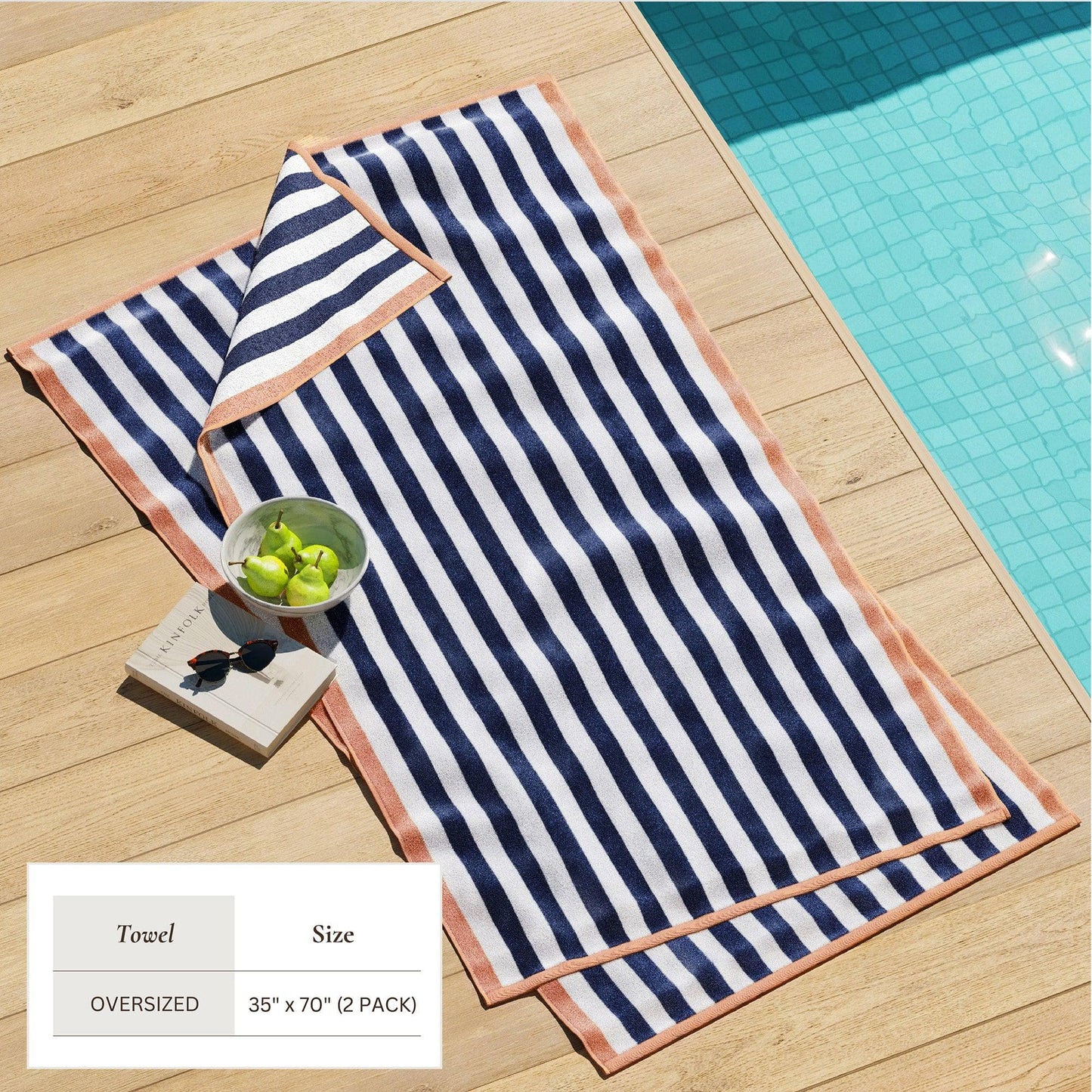 Oversized Striped Border Cabana Beach Towel - Santa Cruz