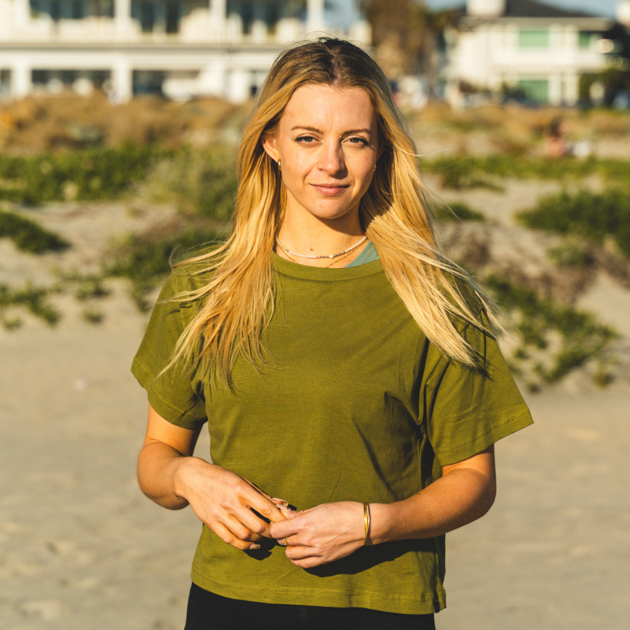 Women's Organic Cotton Boxy Tee - Olive Green