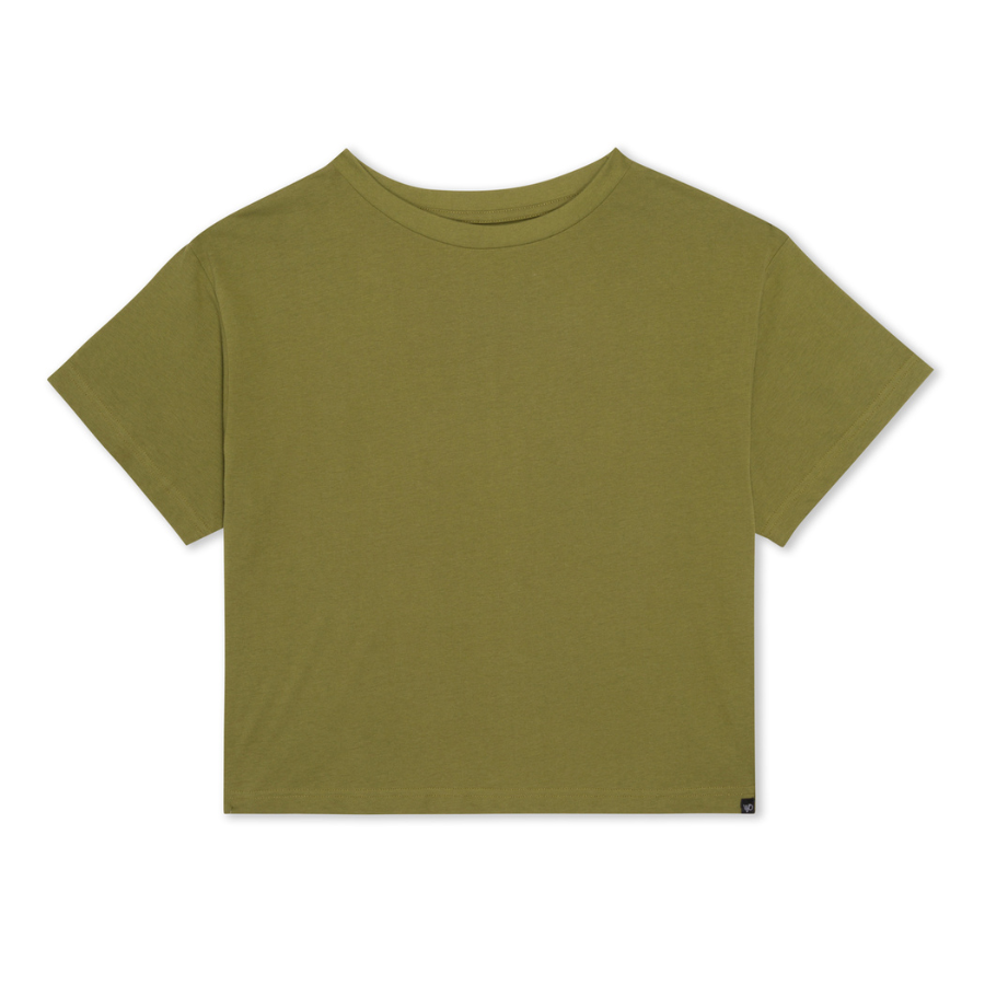 Women's Organic Cotton Boxy Tee - Olive Green