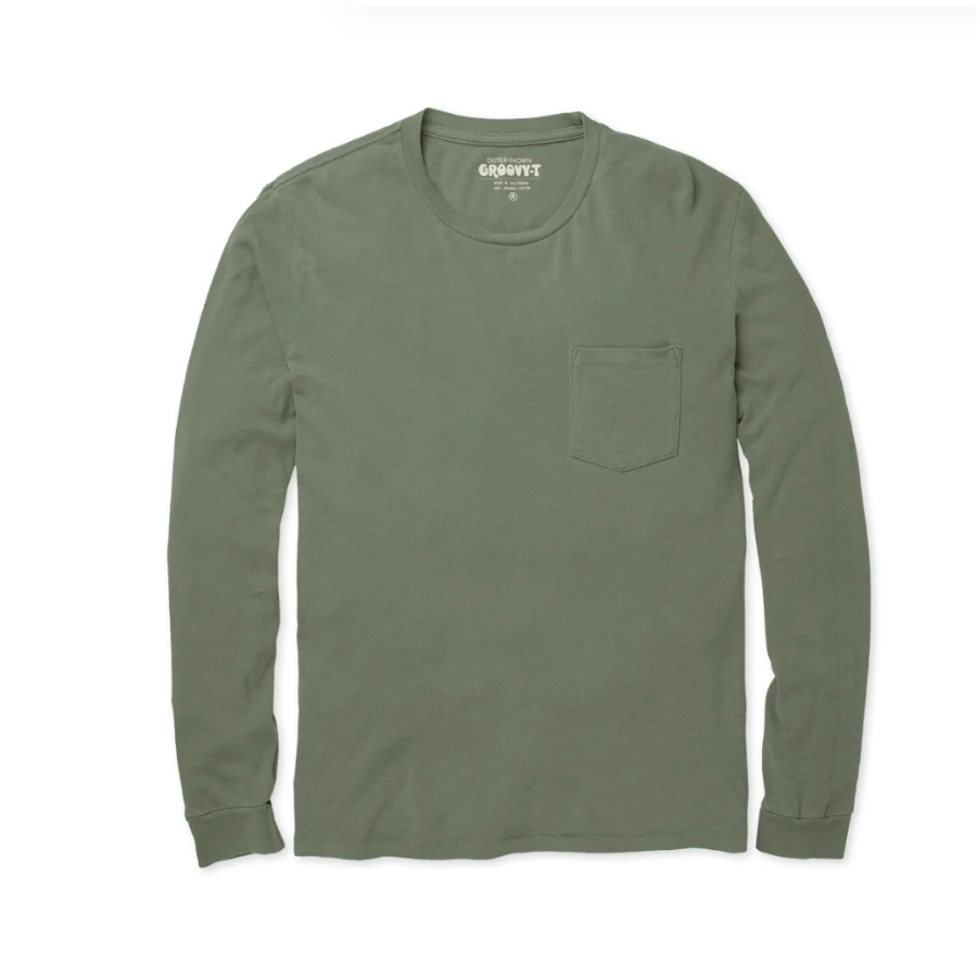 Groovy Long Sleeve Pocket Tee - Green