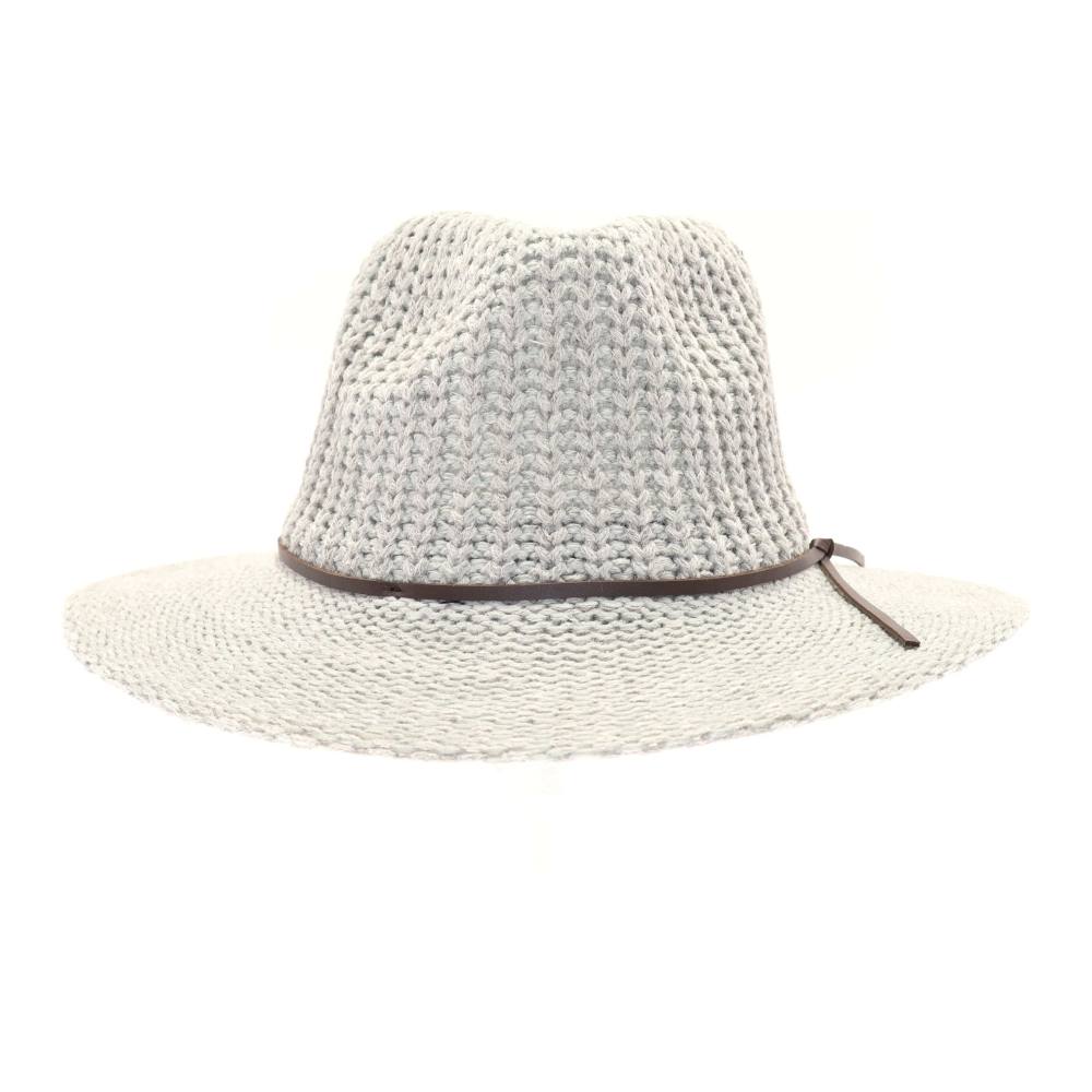 Knit Fedora C.C Hat with Leather Cord