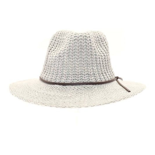 Knit Fedora C.C Hat with Leather Cord