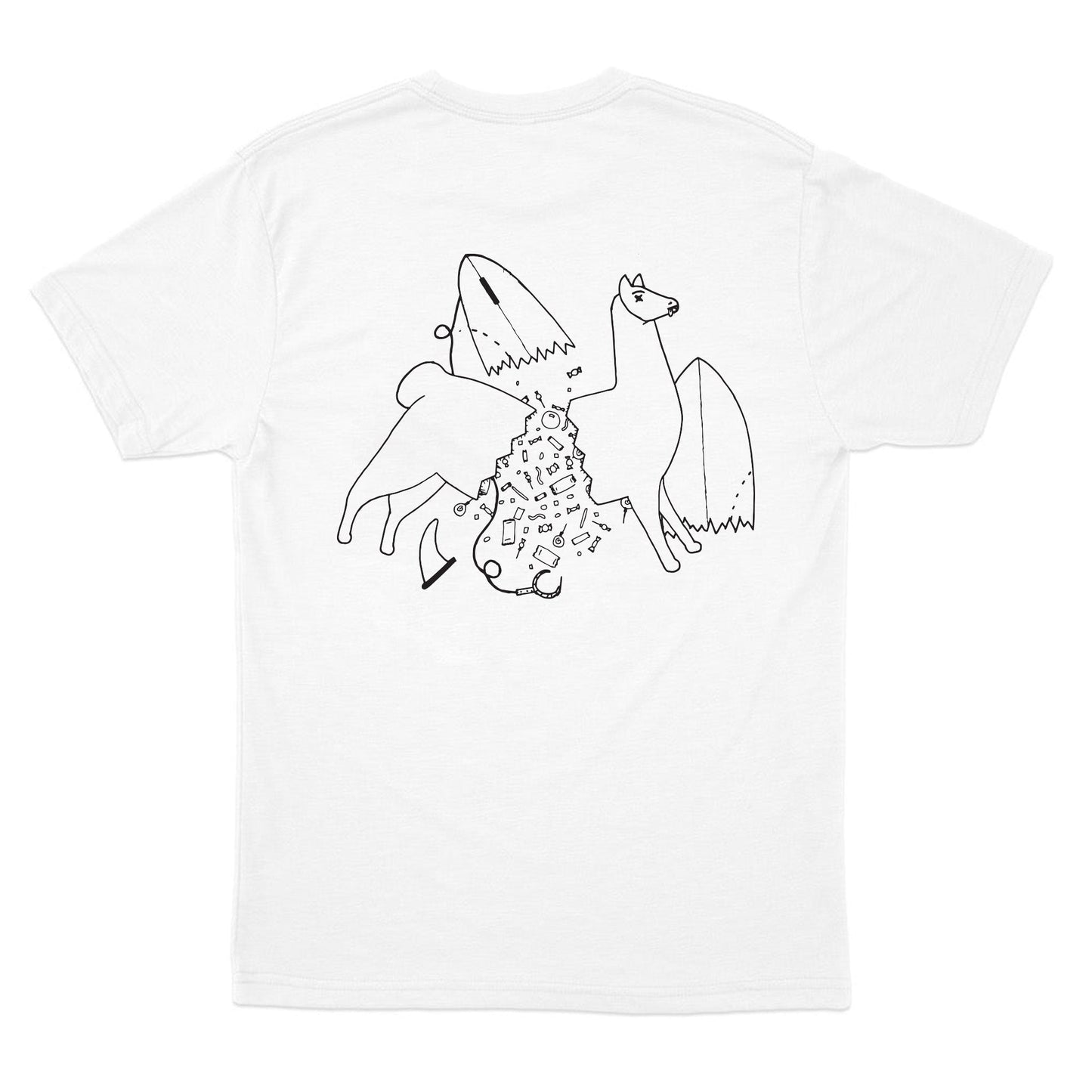 Surfing Llama White Tee - Organic Cotton