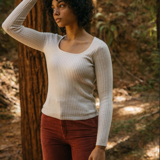 Merino Wool Long Sleeve Tee - Natural