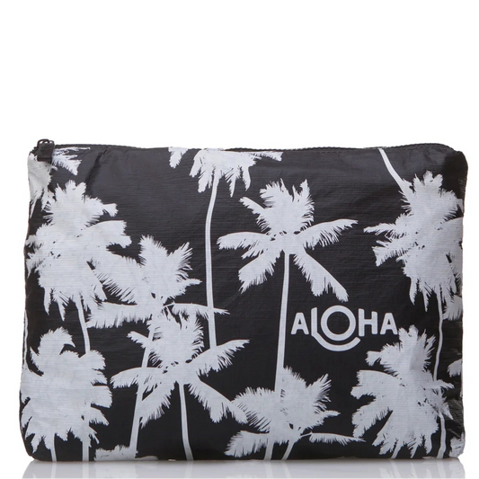 Mid Pouch - Coco Palms - Black & White