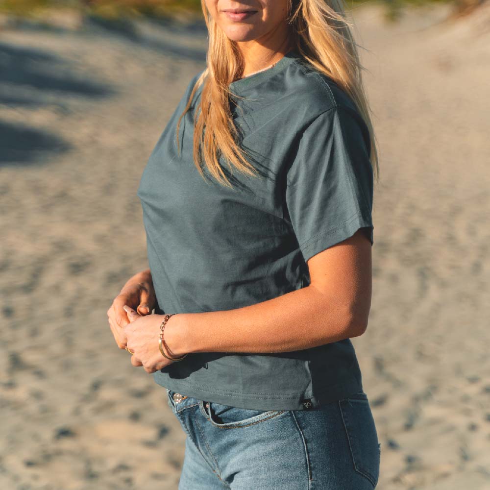 Women's Organic Cotton Boxy Tee - Slate Blue