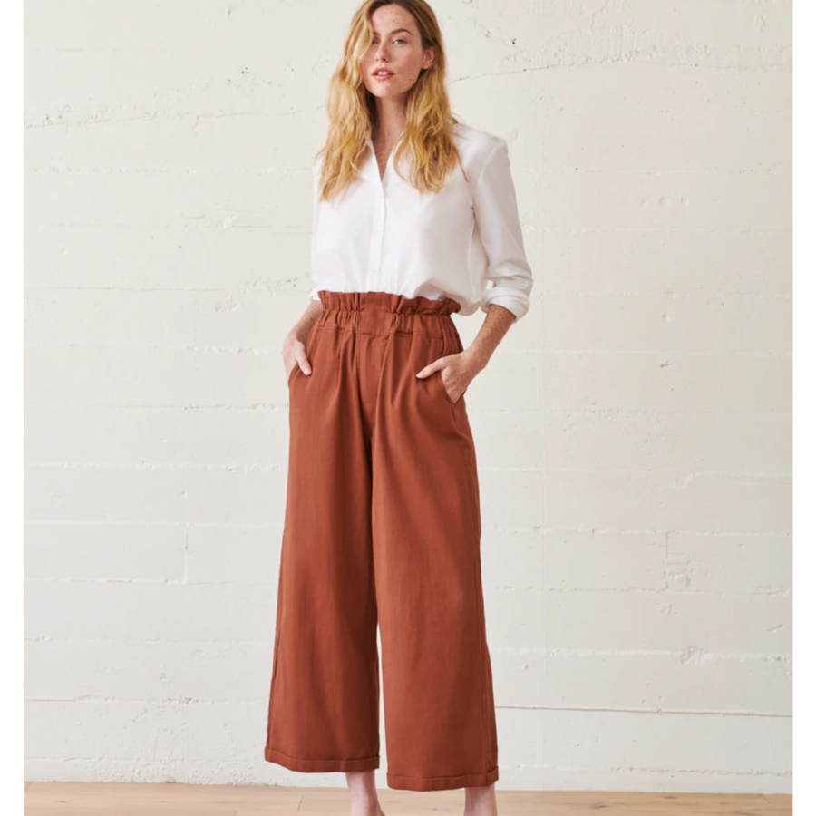 Dark Tan Paper Bag Trousers