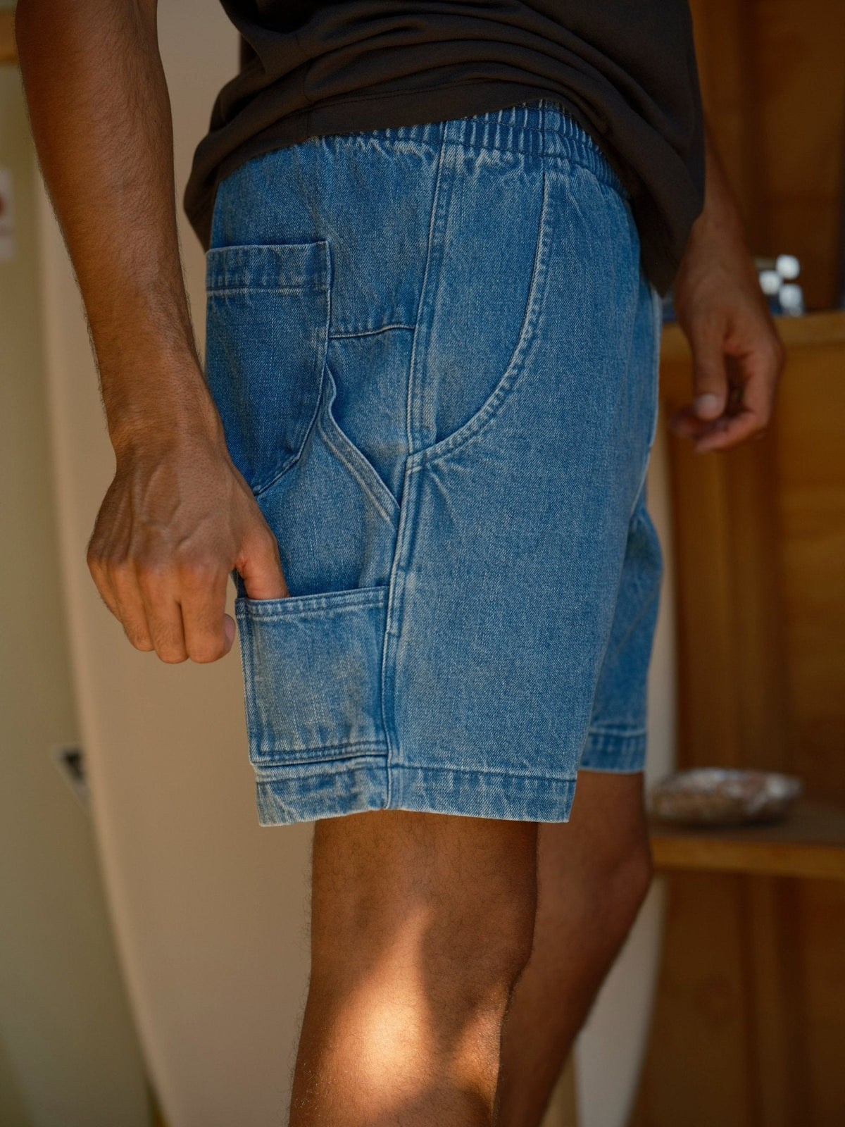 Mollusk Pinnacle Shorts - Men's Elastic Waist Denim Shorts