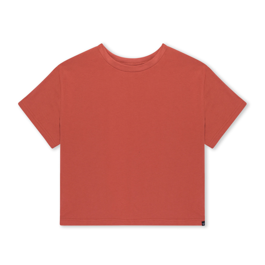 Women's Organic Cotton Boxy Tee - Burnt Orange Red