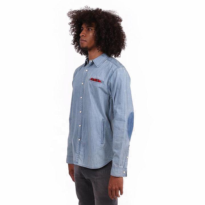 Tailored Denim Button Up with Elbow Patches