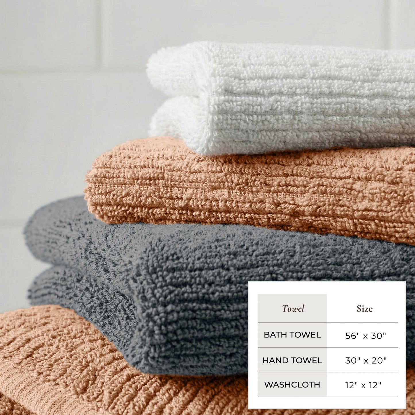 Turkish Cotton Ribbed 6-Piece Bath Towel Set - Georgiana Collection