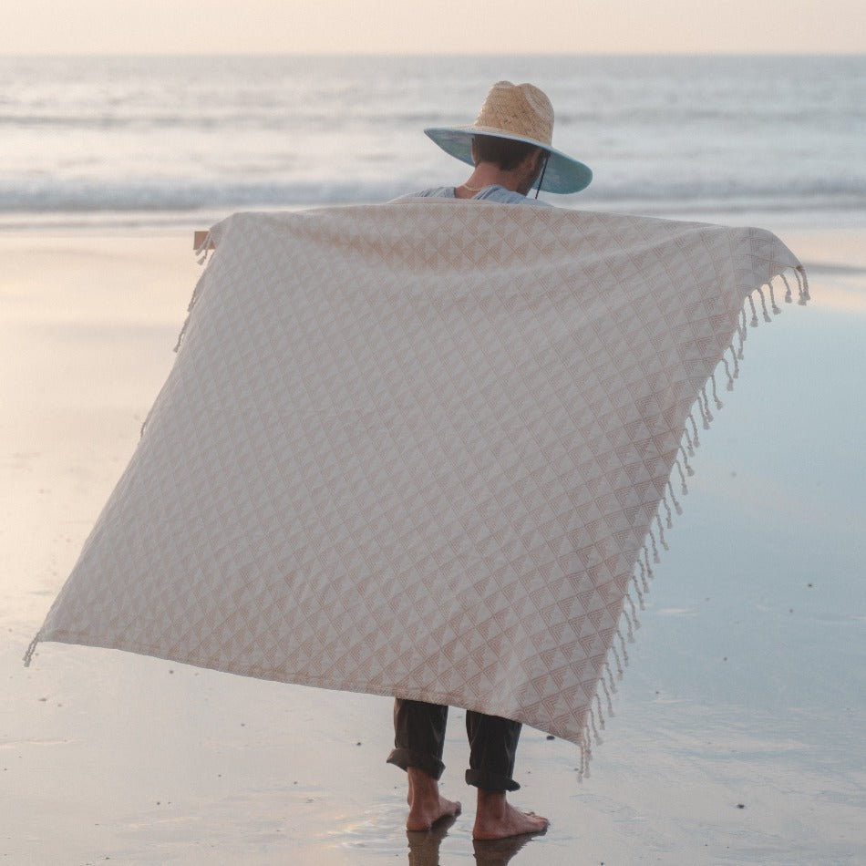 Organic Cotton Beach Blanket - Tan
