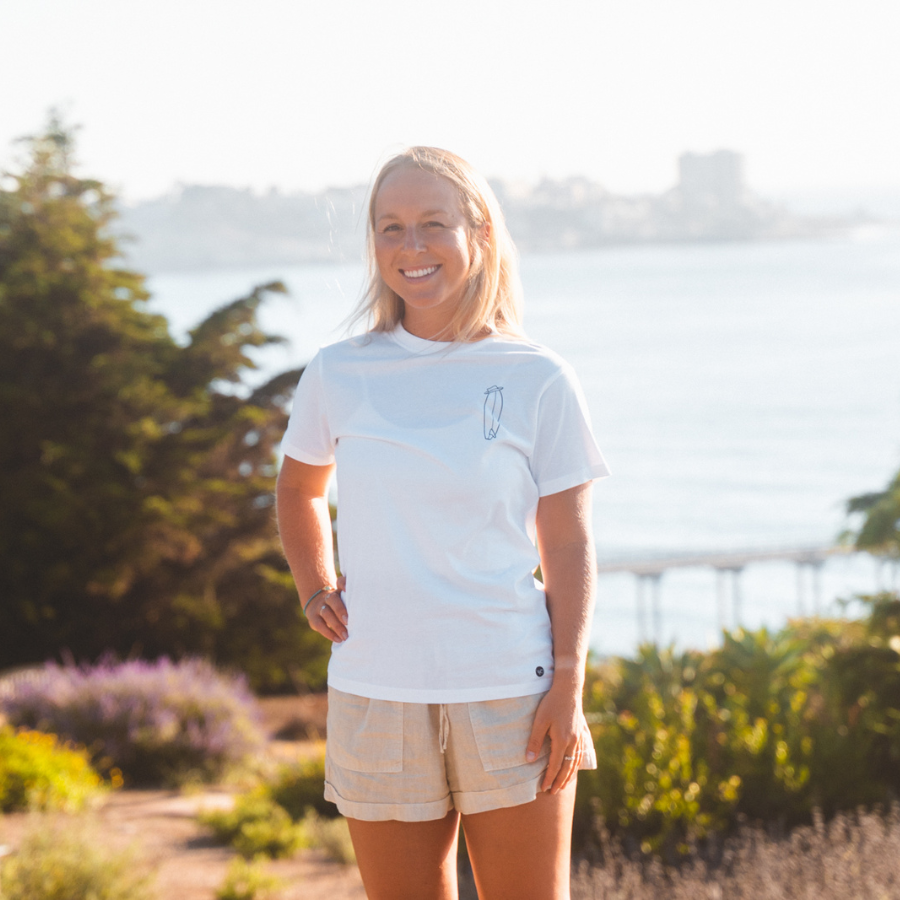 Surfer Beach T Shirt, White - Organic Cotton