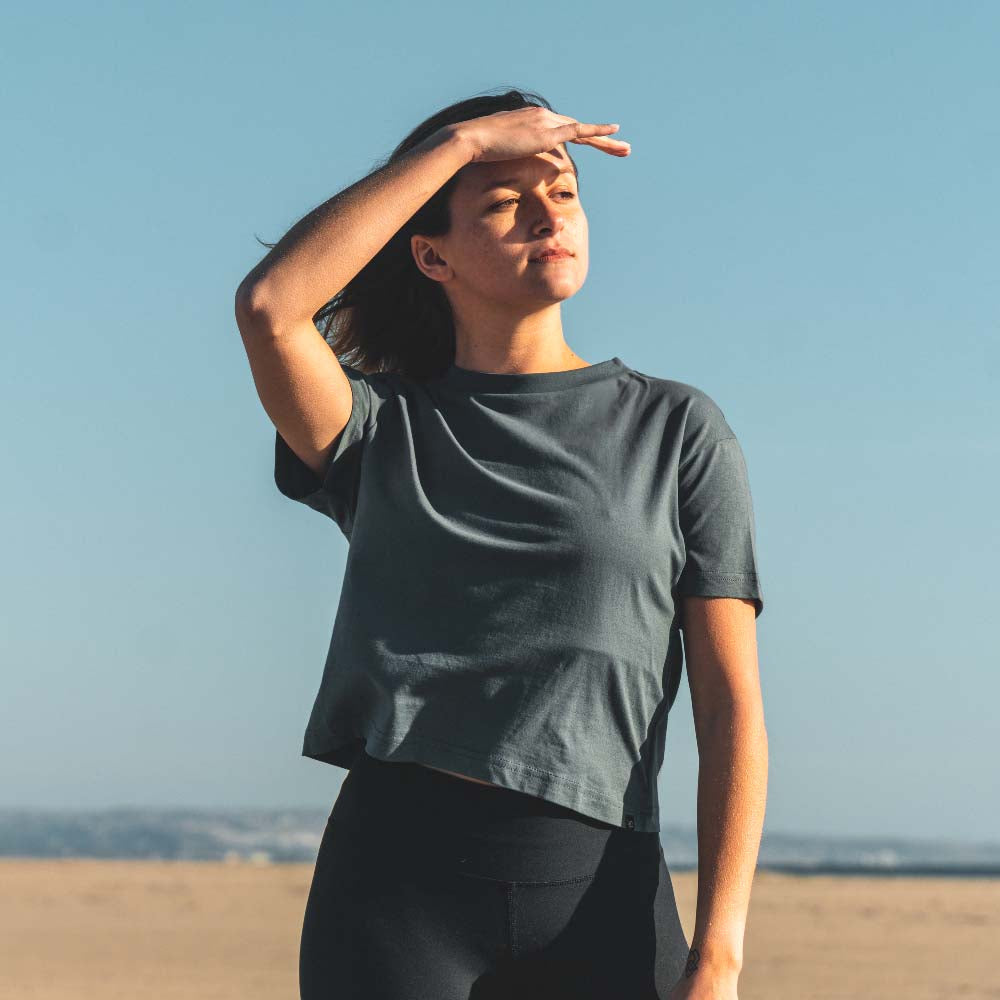 Women's Organic Cotton Boxy Tee - Slate Blue