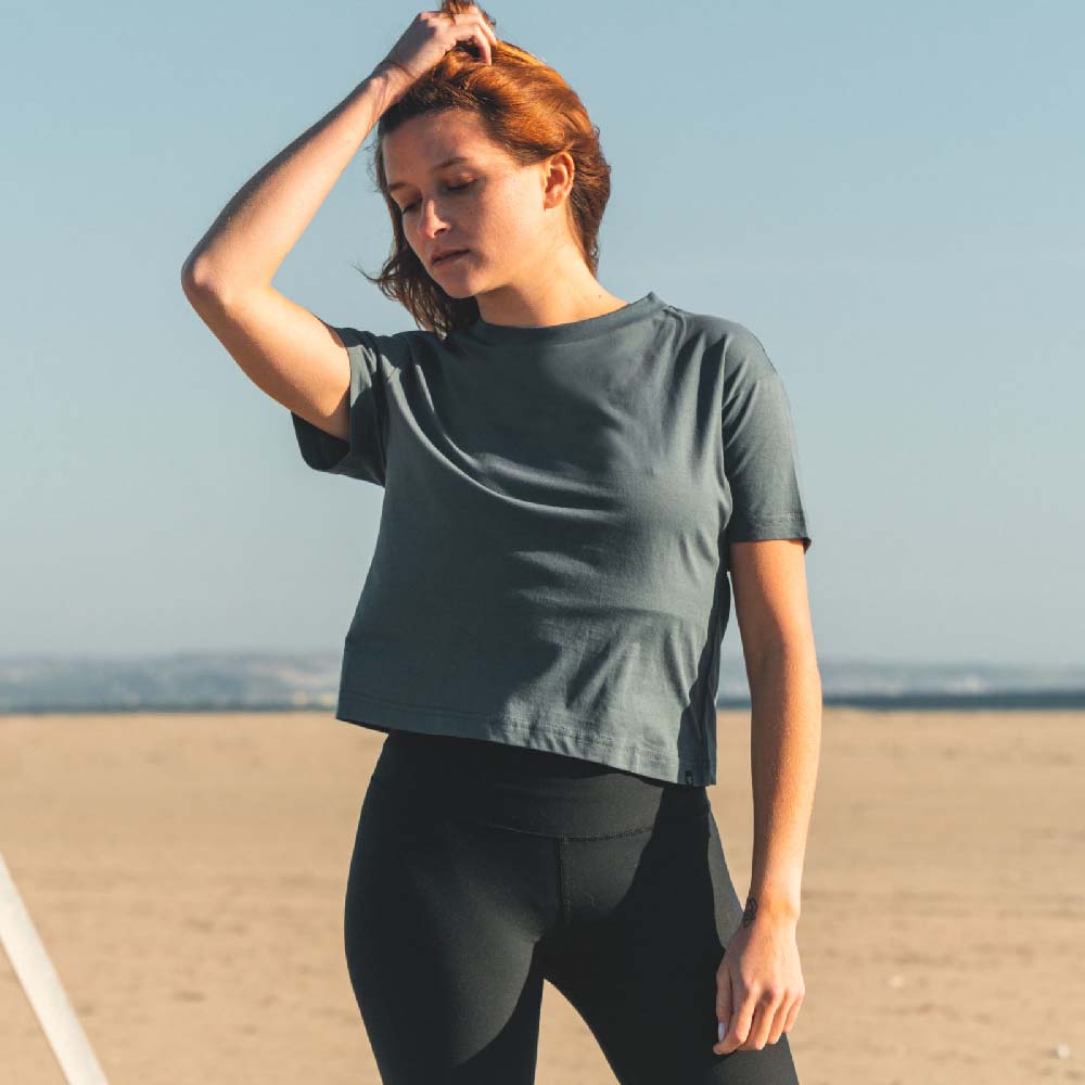 Women's Organic Cotton Boxy Tee - Slate Blue