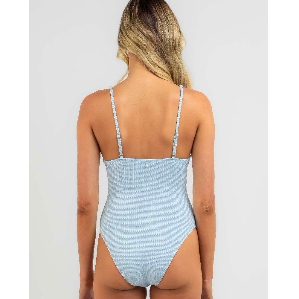 blue checked one piece
